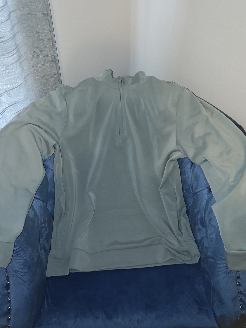 Men's XL Lightweight Half-Zip Pullover Sweater in Sage Green